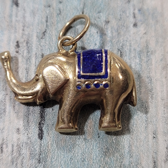 Vintage 14k Lucky Elephant Blue enamel Charm/Pendant. - Picture 2 of 9